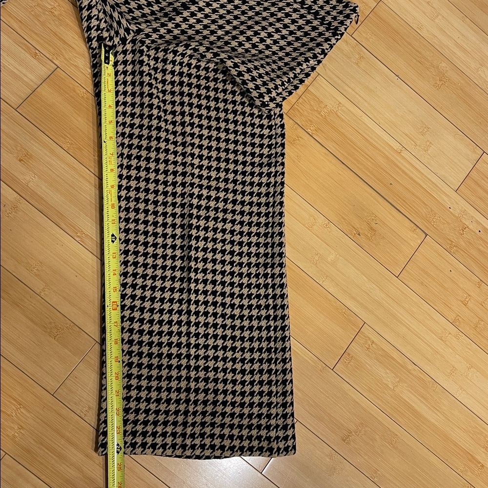 Zara Black and Tan High Rise Side Zipper Houndstooth WideLeg Pants Full Length M - Picture 7 of 11